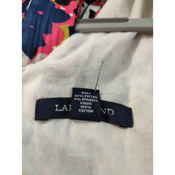 Lands End Woman's Blue Floral Fit&Flare Dress Size 20W Pockets Back Zipper Belt - Picture 12 of 13